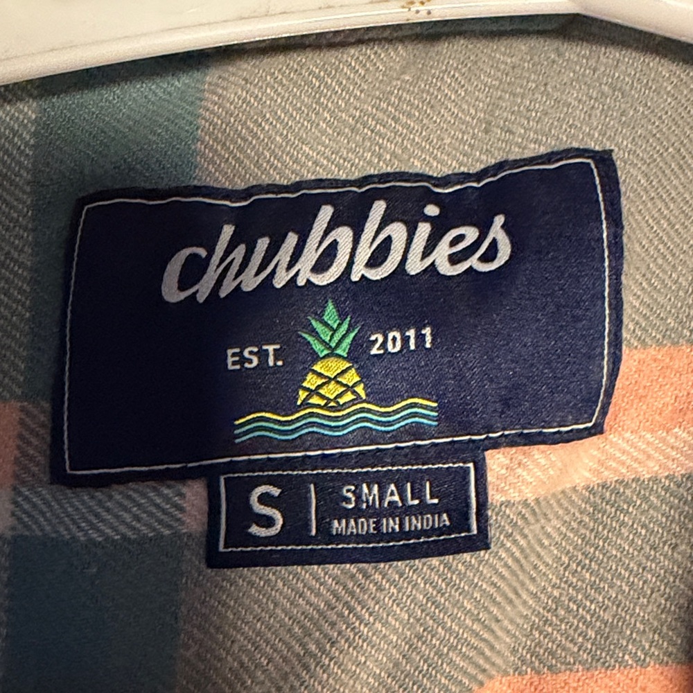 Chubbies Plaid Shirt in Coral and Mint - Picture 2 of 6